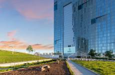 Sunset at Cira Green view of the dog park