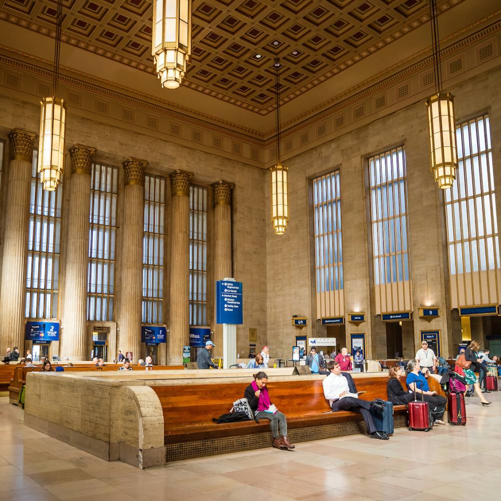 View of the seating area in 30th St. Station
