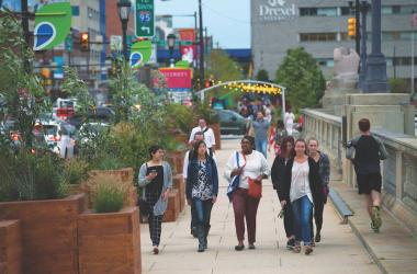 People stroll in University City Philadelphia