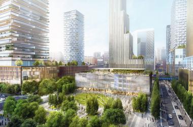 Rendering of the future Schuylkill Yards network of buildings