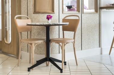 Bistro table and two chairs at Walnut St. Cafe